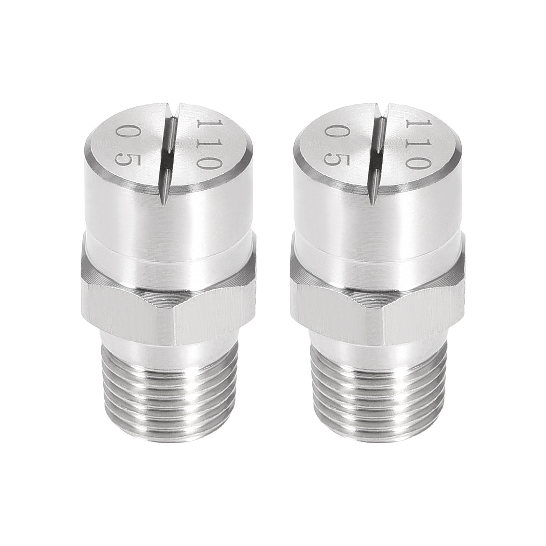 Harfington Flat Fan Spray Tip - 1/8BSPT Male Thread 304 Stainless Steel Nozzle - 110 Degree 1.4mm Orifice Diameter - 2 Pcs