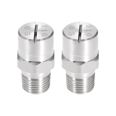 Harfington Flat Fan Spray Tip - 1/8BSPT Male Thread 304 Stainless Steel Nozzle - 110 Degree 1.4mm Orifice Diameter - 2 Pcs