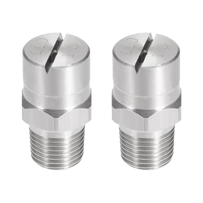 Harfington Flat Fan Spray Tip - 1/8BSPT Male Thread 304 Stainless Steel Nozzle - 110 Degree 2mm Orifice Diameter - 2 Pcs