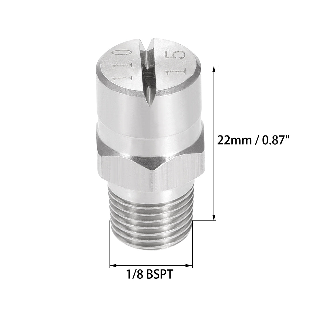Harfington Flat Fan Spray Tip - 1/8BSPT Male Thread 304 Stainless Steel Nozzle - 110 Degree 2.4mm Orifice Diameter