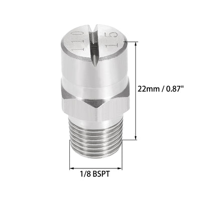 Harfington Flat Fan Spray Tip - 1/8BSPT Male Thread 304 Stainless Steel Nozzle - 110 Degree 2.4mm Orifice Diameter
