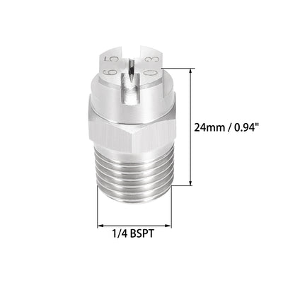 Harfington Flat Fan Spray Tip - 1/4BSPT Male Thread 304 Stainless Steel Nozzle - 65 Degree 1.1mm Orifice Diameter - 2 Pcs