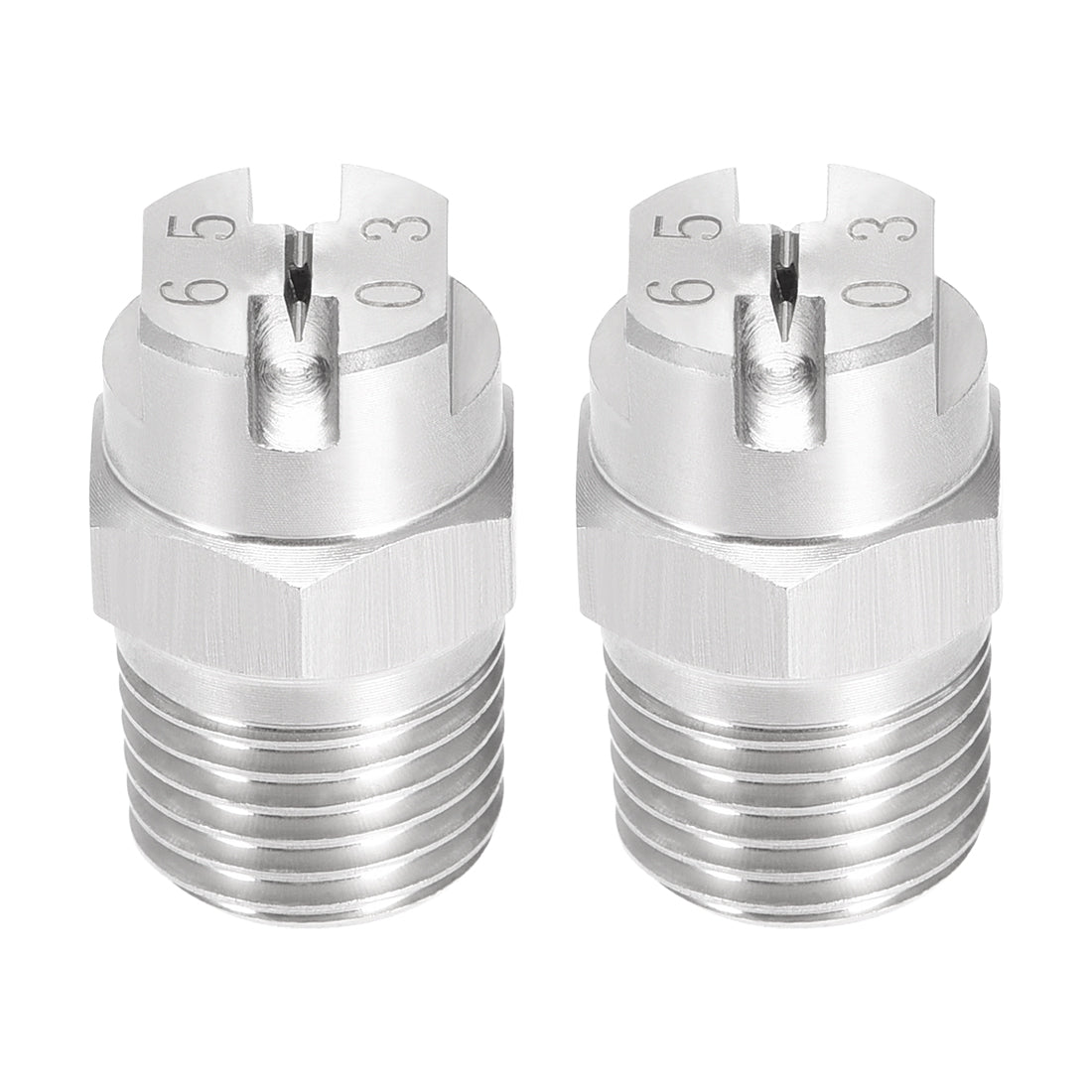 Harfington Flat Fan Spray Tip - 1/4BSPT Male Thread 304 Stainless Steel Nozzle - 65 Degree 1.1mm Orifice Diameter - 2 Pcs