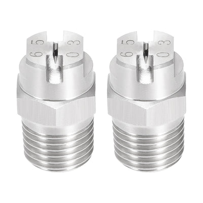 Harfington Flat Fan Spray Tip - 1/4BSPT Male Thread 304 Stainless Steel Nozzle - 65 Degree 1.1mm Orifice Diameter - 2 Pcs