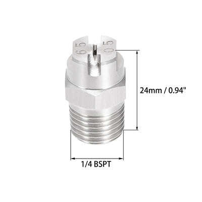 Harfington Flat Fan Spray Tip - 1/4BSPT Male Thread 304 Stainless Steel Nozzle - 65 Degree 1.4mm Orifice Diameter