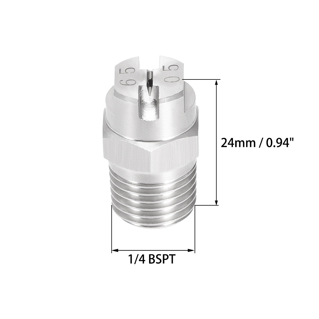 Harfington Flat Fan Spray Tip - 1/4BSPT Male Thread 304 Stainless Steel Nozzle - 65 Degree 1.4mm Orifice Diameter - 2 Pcs