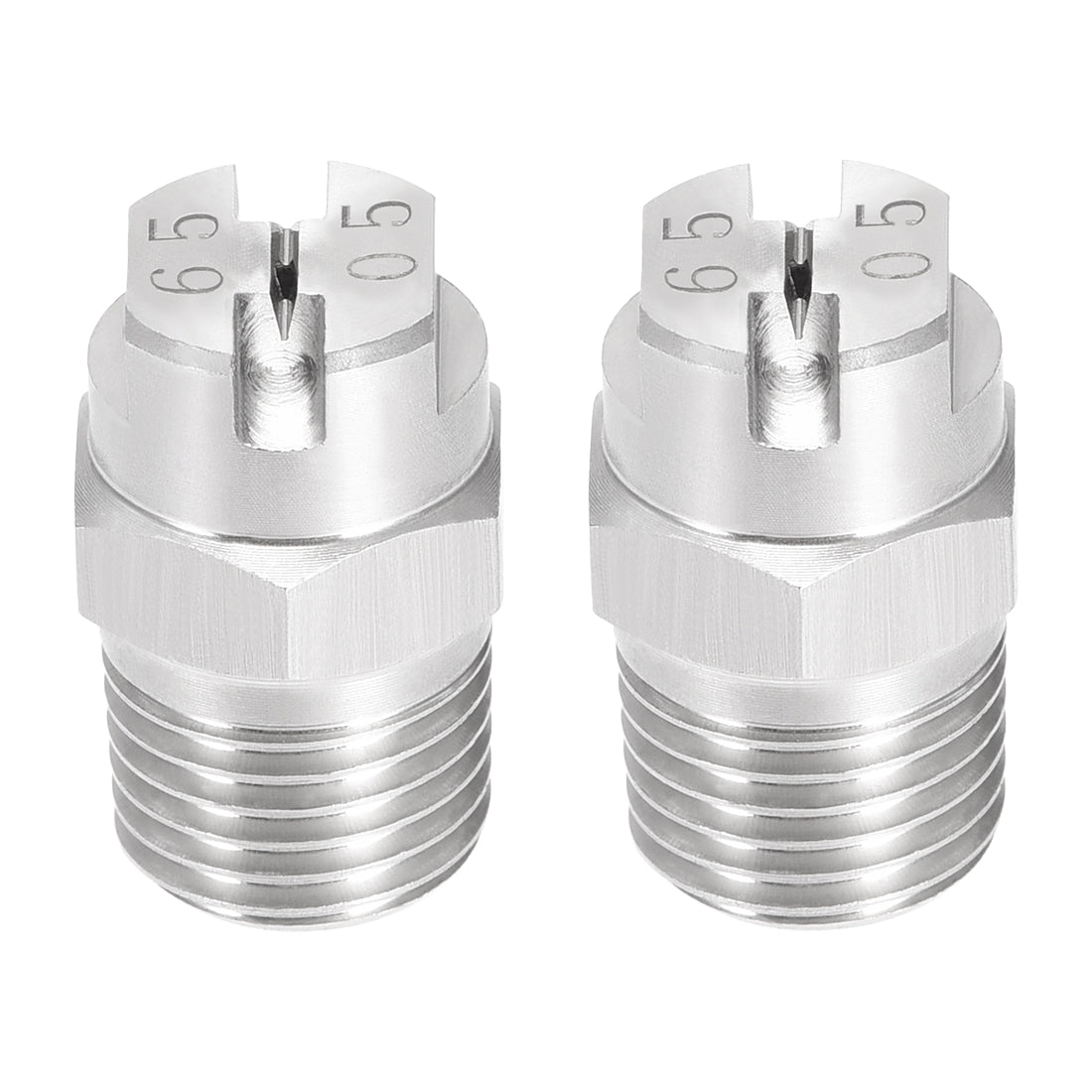 Harfington Flat Fan Spray Tip - 1/4BSPT Male Thread 304 Stainless Steel Nozzle - 65 Degree 1.4mm Orifice Diameter - 2 Pcs