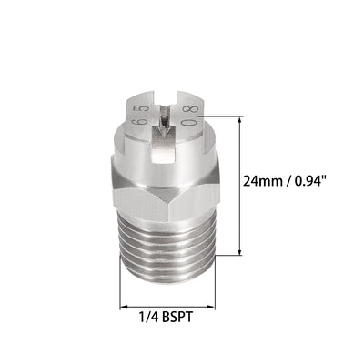 Harfington Flat Fan Spray Tip - 1/4BSPT Male Thread 304 Stainless Steel Nozzle - 65 Degree 1.8mm Orifice Diameter