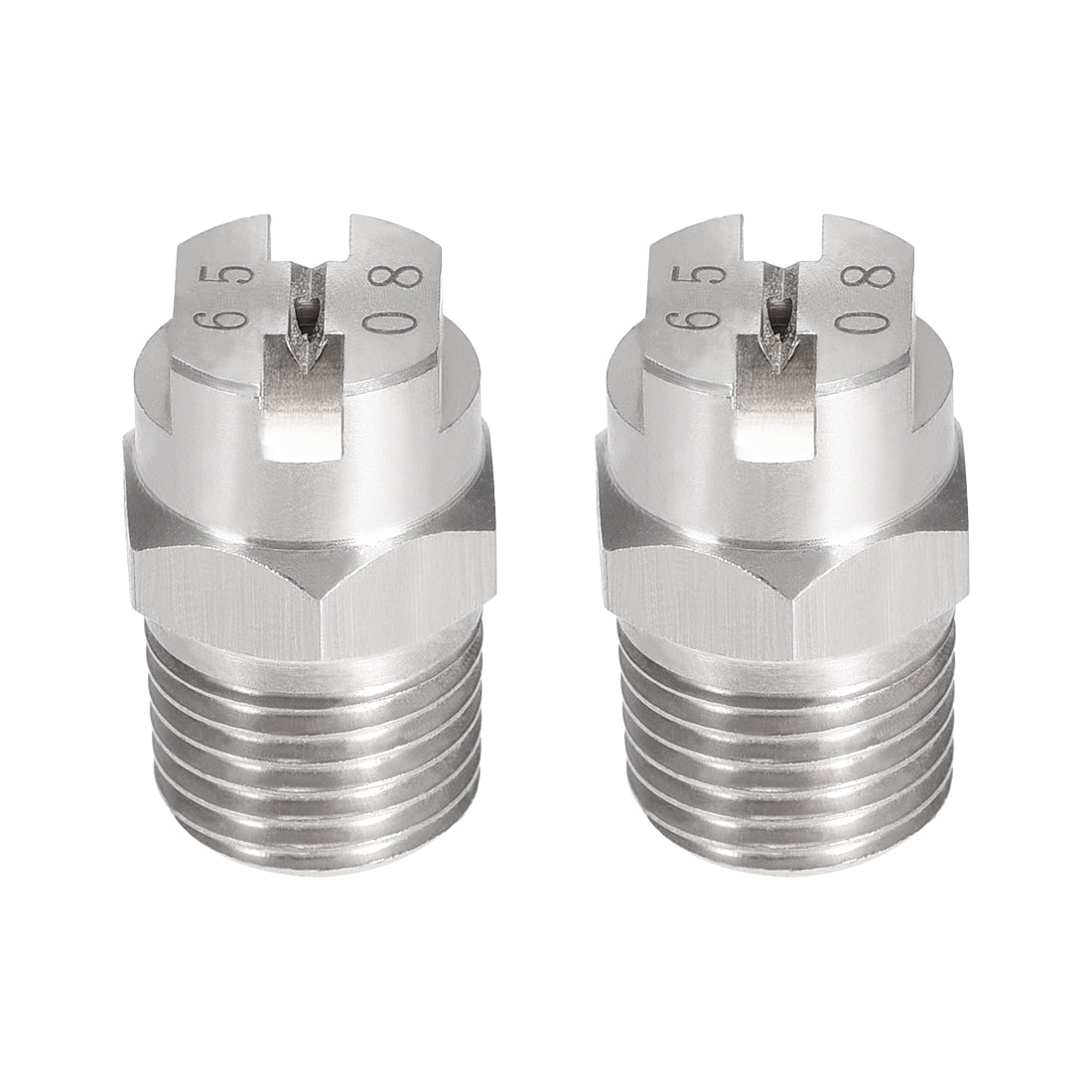 Harfington Flat Fan Spray Tip - 1/4BSPT Male Thread 304 Stainless Steel Nozzle - 65 Degree 1.8mm Orifice Diameter - 2 Pcs