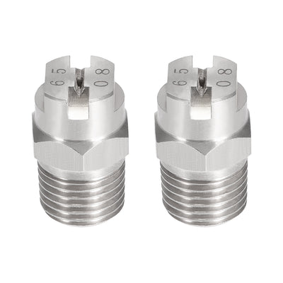 Harfington Flat Fan Spray Tip - 1/4BSPT Male Thread 304 Stainless Steel Nozzle - 65 Degree 1.8mm Orifice Diameter - 2 Pcs