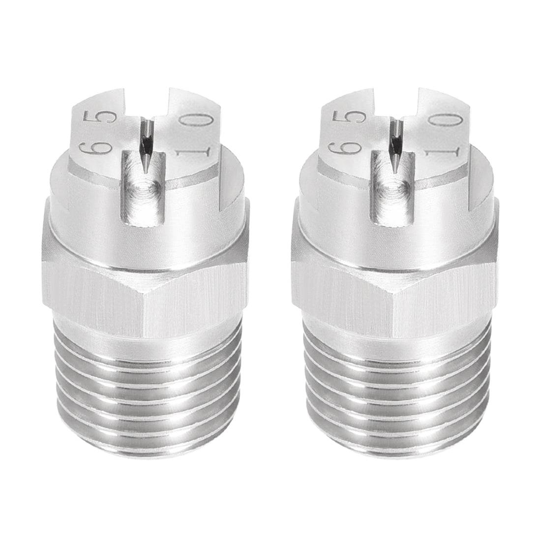 Harfington Flat Fan Spray Tip - 1/4BSPT Male Thread 304 Stainless Steel Nozzle - 65 Degree 2mm Orifice Diameter - 2 Pcs