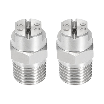 Harfington Flat Fan Spray Tip - 1/4BSPT Male Thread 304 Stainless Steel Nozzle - 65 Degree 2.8mm Orifice Diameter - 2 Pcs