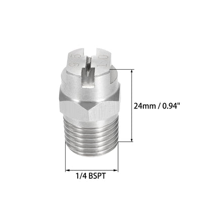 Harfington Flat Fan Spray Tip - 1/4BSPT Male Thread 304 Stainless Steel Nozzle - 95 Degree 2mm Orifice Diameter