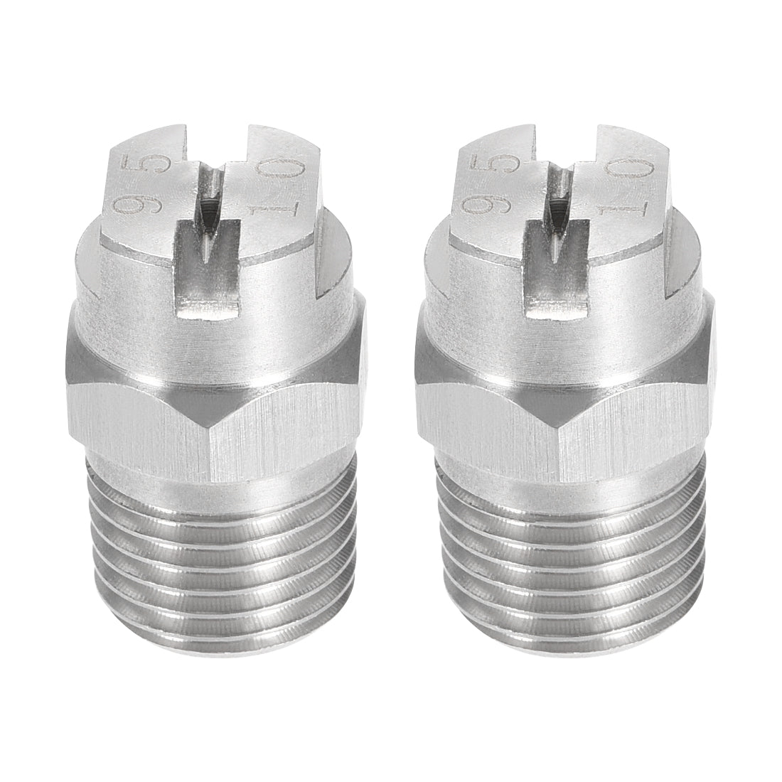 Harfington Flat Fan Spray Tip - 1/4BSPT Male Thread 304 Stainless Steel Nozzle - 95 Degree 2mm Orifice Diameter - 2 Pcs