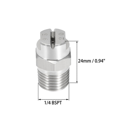 Harfington Flat Fan Spray Tip - 1/4BSPT Male Thread 304 Stainless Steel Nozzle - 95 Degree 2.8mm Orifice Diameter