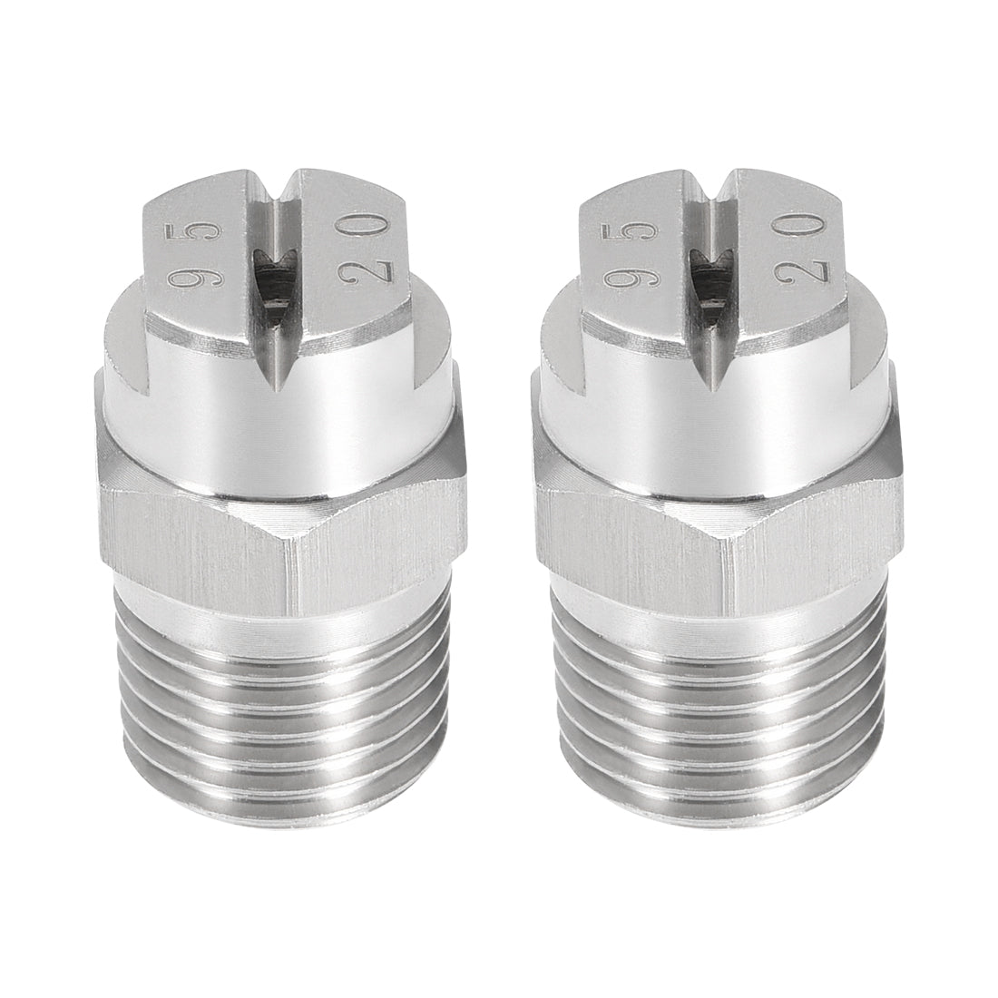Harfington Flat Fan Spray Tip - 1/4BSPT Male Thread 304 Stainless Steel Nozzle - 95 Degree 2.8mm Orifice Diameter - 2 Pcs