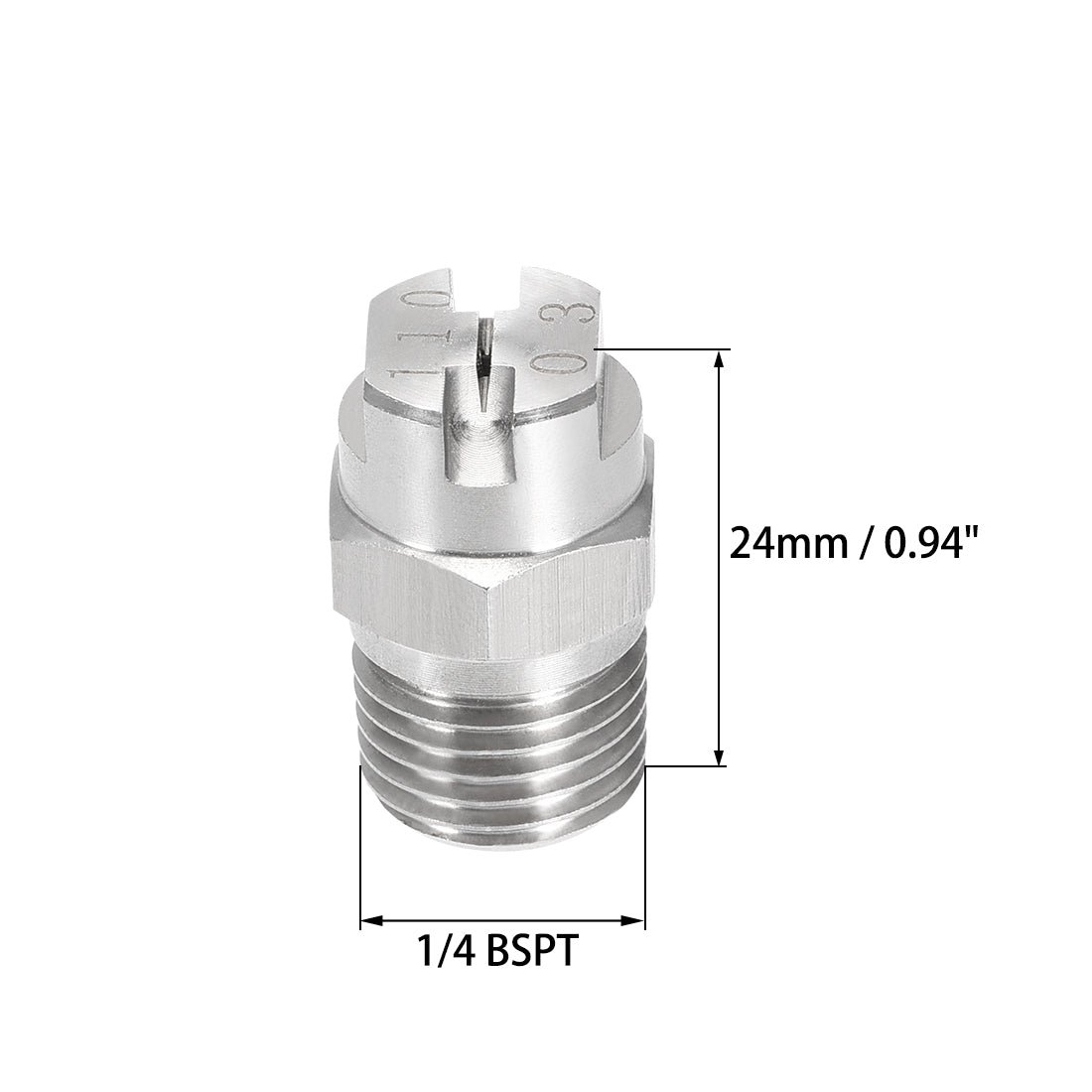 Harfington Flat Fan Spray Tip - 1/4BSPT Male Thread 304 Stainless Steel Nozzle - 110 Degree 1.1mm Orifice Diameter