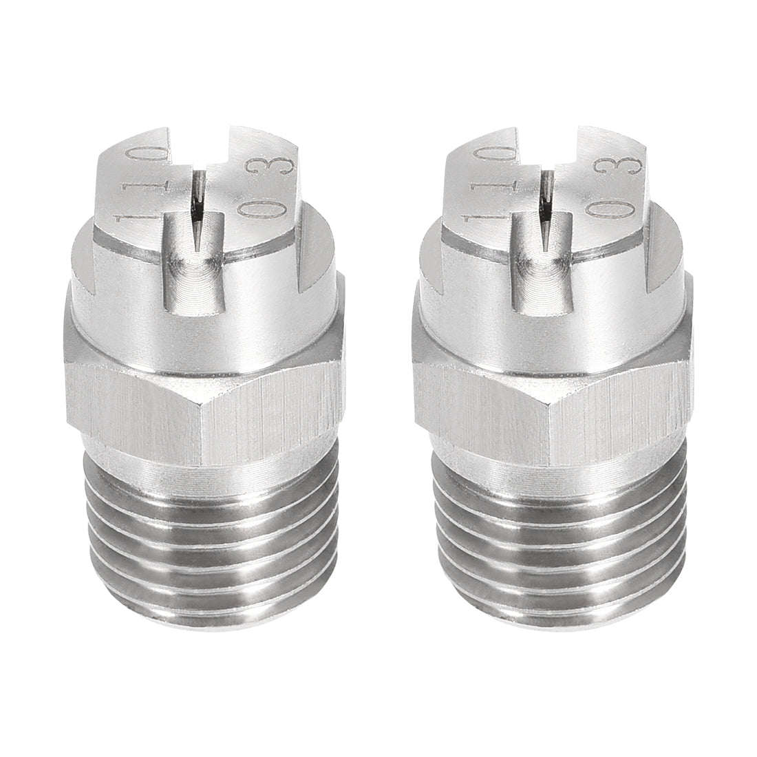 Harfington Flat Fan Spray Tip - 1/4BSPT Male Thread 304 Stainless Steel Nozzle - 110 Degree 1.1mm Orifice Diameter - 2 Pcs