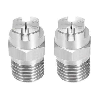 Harfington Flat Fan Spray Tip - 1/4BSPT Male Thread 304 Stainless Steel Nozzle - 110 Degree 1.1mm Orifice Diameter - 2 Pcs