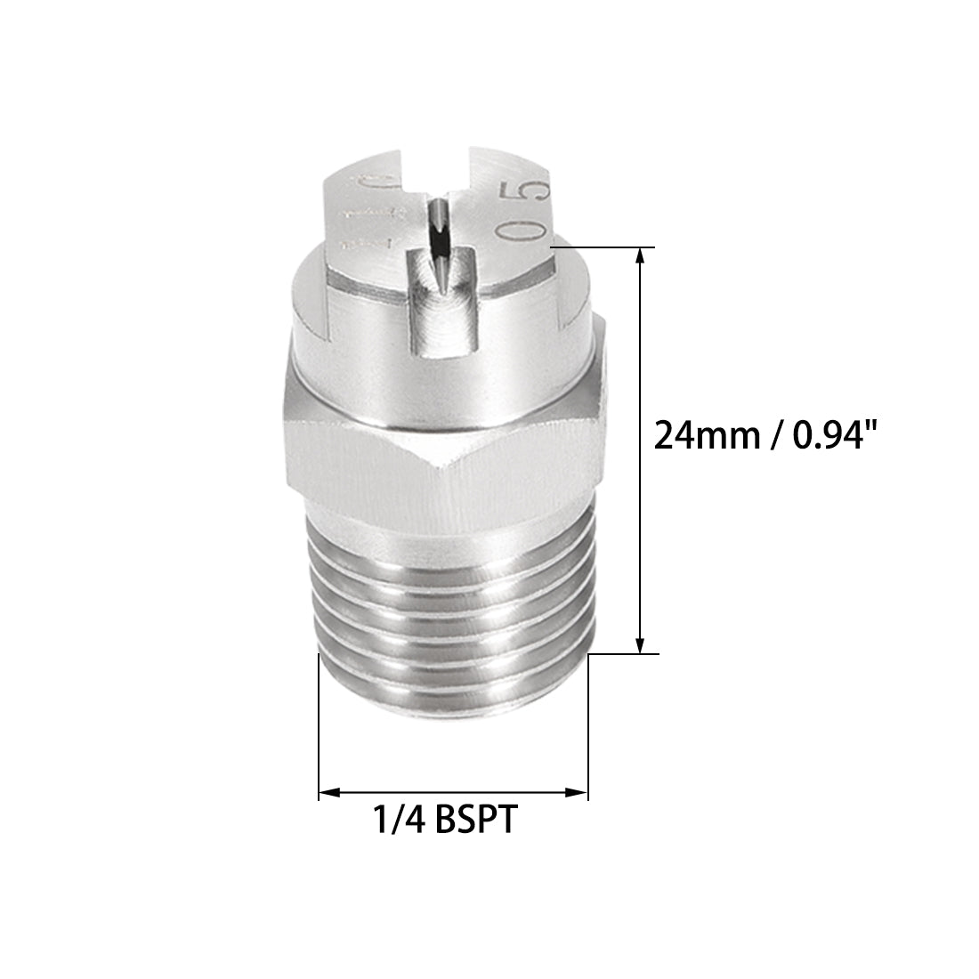 Harfington Flat Fan Spray Tip - 1/4BSPT Male Thread 304 Stainless Steel Nozzle - 110 Degree 1.4mm Orifice Diameter