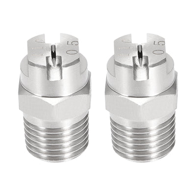 Harfington Flat Fan Spray Tip - 1/4BSPT Male Thread 304 Stainless Steel Nozzle - 110 Degree 1.4mm Orifice Diameter - 2 Pcs