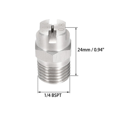 Harfington Flat Fan Spray Tip - 1/4BSPT Male Thread 304 Stainless Steel Nozzle - 110 Degree 1.8mm Orifice Diameter