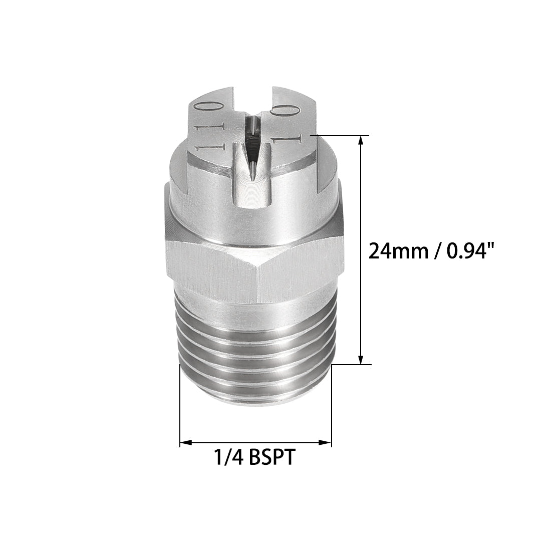 Harfington Flat Fan Spray Tip - 1/4BSPT Male Thread 304 Stainless Steel Nozzle - 110 Degree 2mm Orifice Diameter