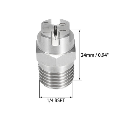 Harfington Flat Fan Spray Tip - 1/4BSPT Male Thread 304 Stainless Steel Nozzle - 110 Degree 2mm Orifice Diameter - 2 Pcs