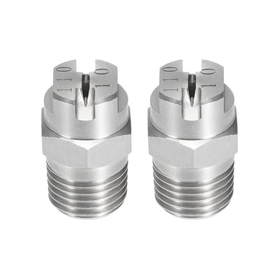 Harfington Flat Fan Spray Tip - 1/4BSPT Male Thread 304 Stainless Steel Nozzle - 110 Degree 2mm Orifice Diameter - 2 Pcs