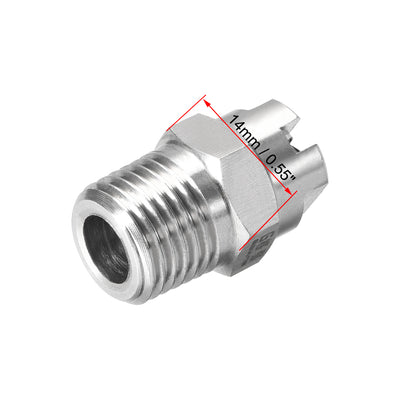Harfington Flat Fan Spray Tip - 1/4BSPT Male Thread 304 Stainless Steel Nozzle - 110 Degree 2.4mm Orifice Diameter