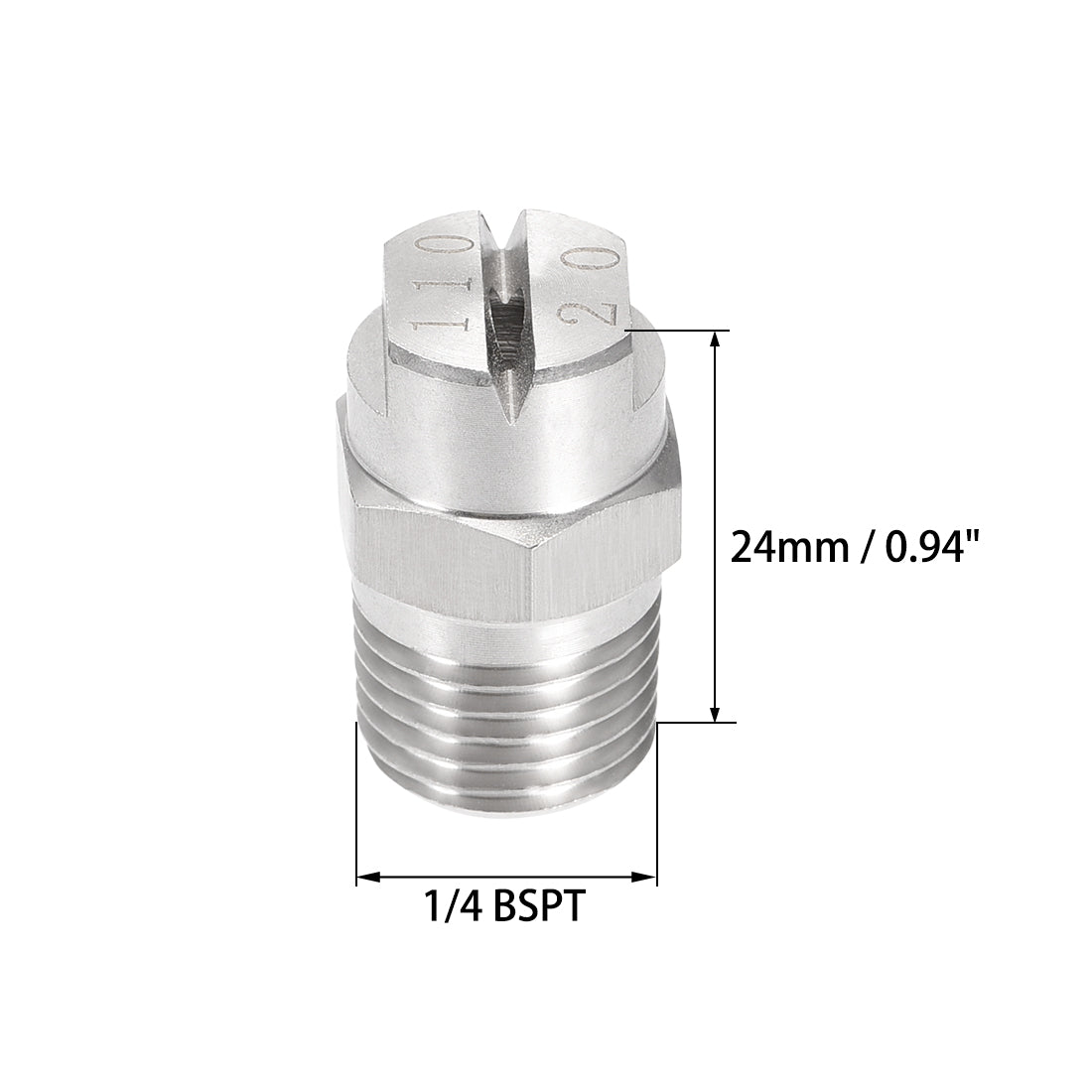 Harfington Flat Fan Spray Tip - 1/4BSPT Male Thread 304 Stainless Steel Nozzle - 110 Degree 2.8mm Orifice Diameter