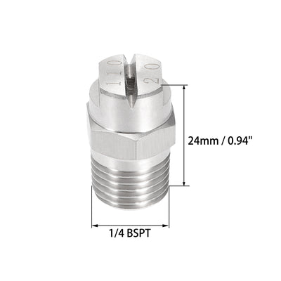 Harfington Flat Fan Spray Tip - 1/4BSPT Male Thread 304 Stainless Steel Nozzle - 110 Degree 2.8mm Orifice Diameter