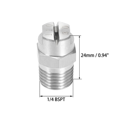 Harfington Flat Fan Spray Tip - 1/4BSPT Male Thread 304 Stainless Steel Nozzle - 110 Degree 3.6mm Orifice Diameter - 2 Pcs