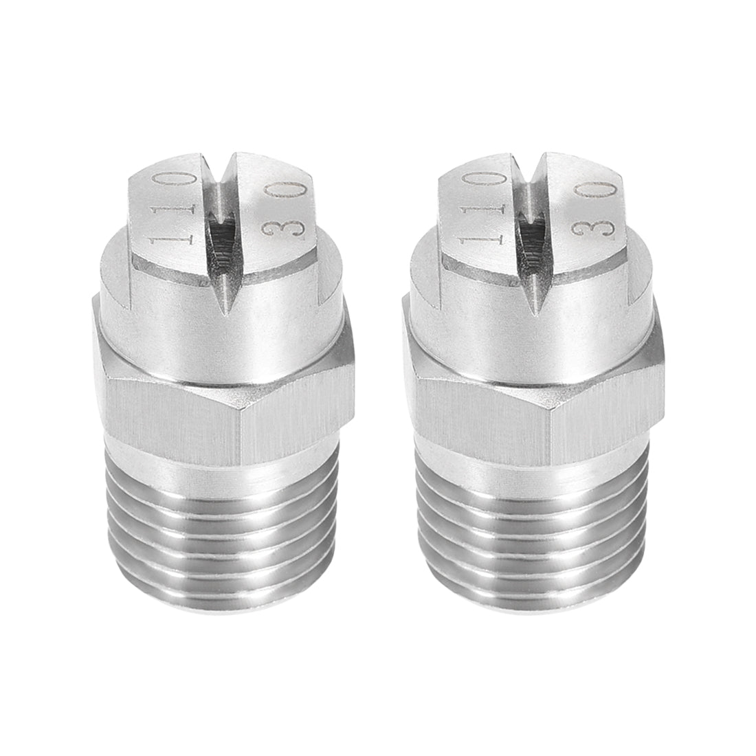 Harfington Flat Fan Spray Tip - 1/4BSPT Male Thread 304 Stainless Steel Nozzle - 110 Degree 3.6mm Orifice Diameter - 2 Pcs
