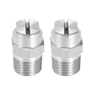 Harfington Flat Fan Spray Tip - 1/4BSPT Male Thread 304 Stainless Steel Nozzle - 110 Degree 3.6mm Orifice Diameter - 2 Pcs
