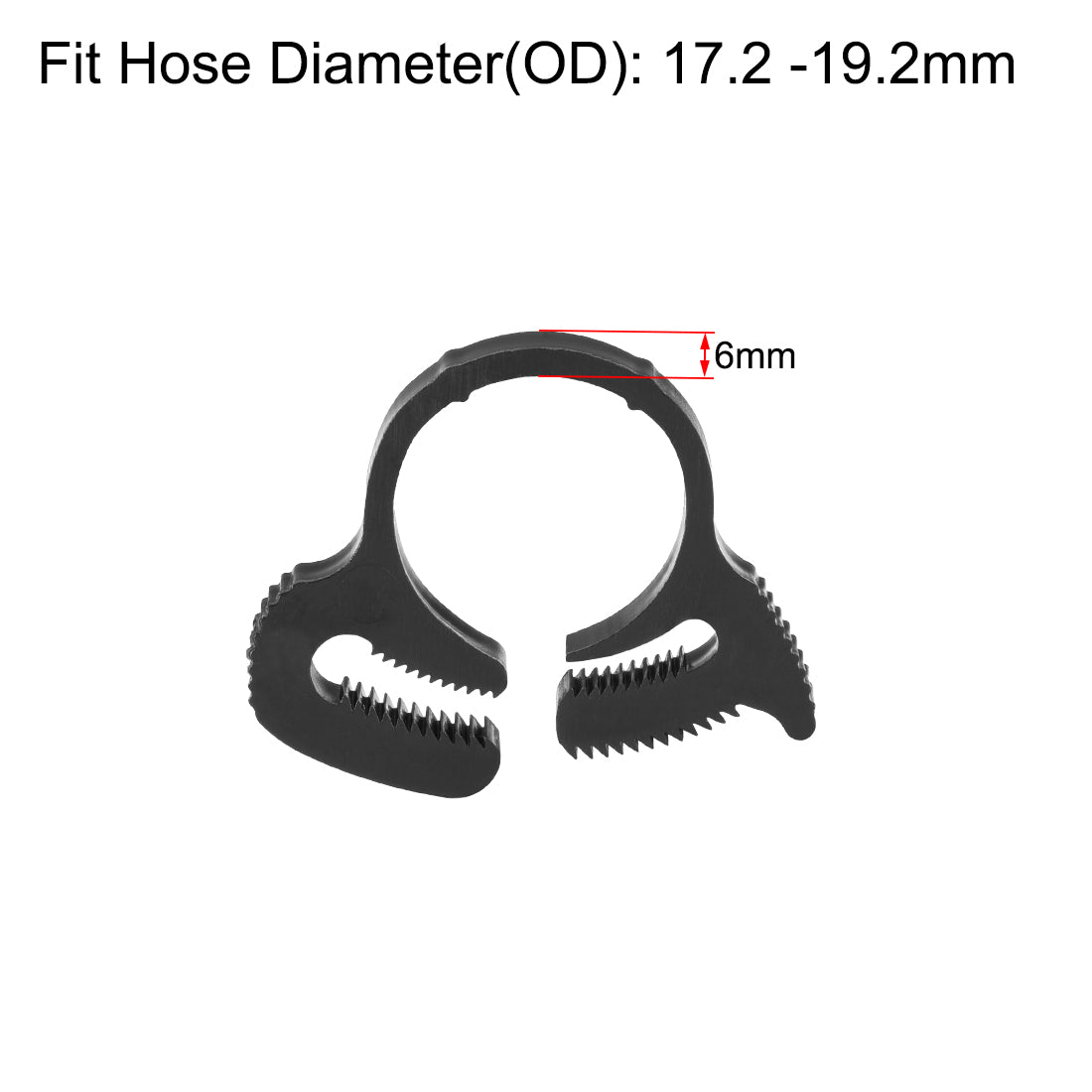 Harfington 17.2 - 19.2mm Adjustable Double Grip Nylon Ratcheting Hose Clamp 10Pcs