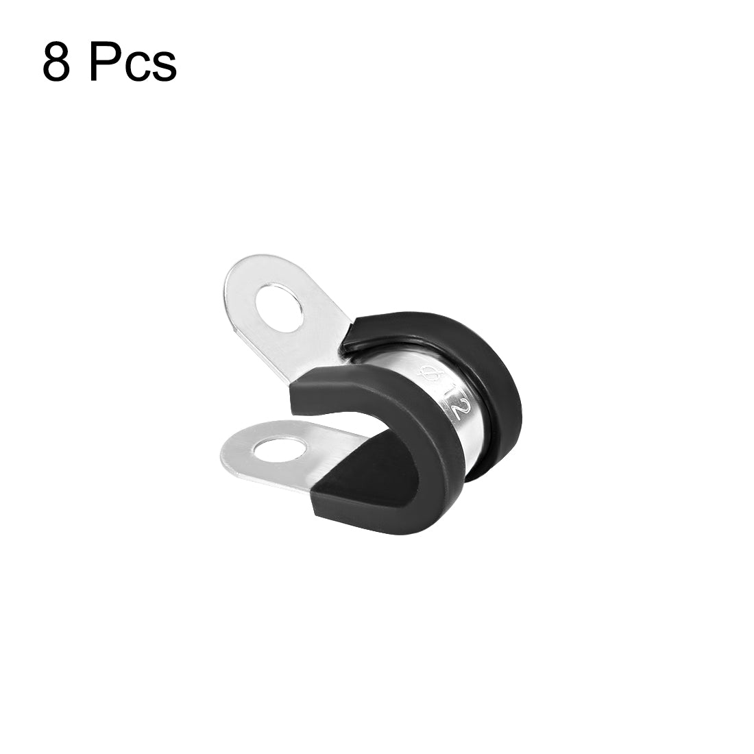 Harfington Cable Clamp 304 Stainless Steel Rubber Cushioned Insulated Clamp R Shape Metal Clamp 8Pcs