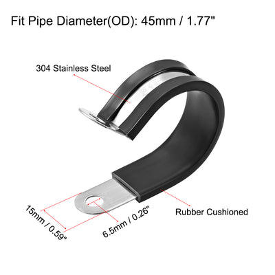 Harfington Cable Clamp 304 Stainless Steel Rubber Cushioned Insulated Clamp R Shape Metal Clamp 8Pcs