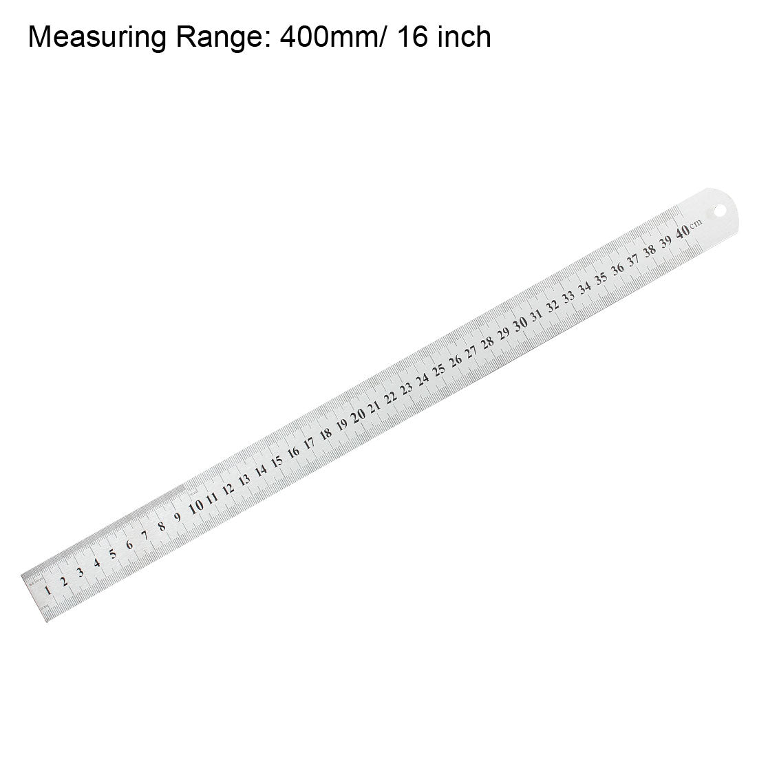Harfington Straight Ruler 400mm 16 Inch Metric Stainless Steel Measuring Ruler Tool with Hanging Hole
