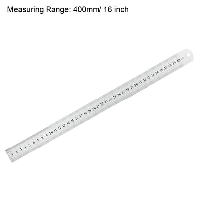 Harfington Straight Ruler 400mm 16 Inch Metric Stainless Steel Measuring Ruler Tool with Hanging Hole