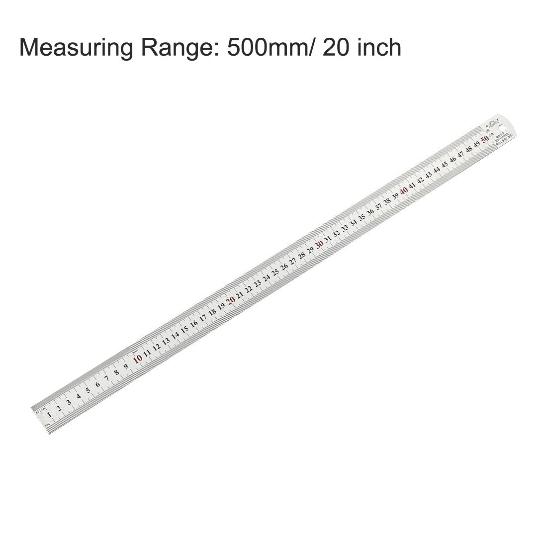 Harfington Straight Ruler 50cm 20 Inch Metric Stainless Steel Measuring Ruler 0.9mm Thickness