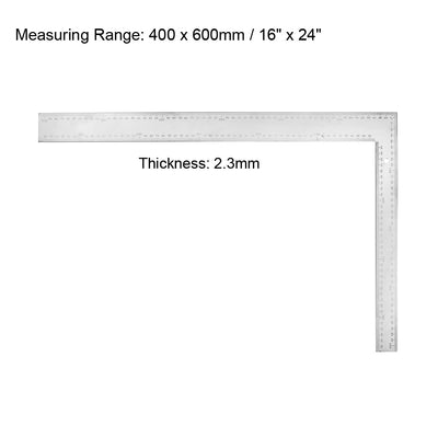 Harfington L Square 400x600mm/16x24inch Steel Metric Inch Double Scale 90 Degree Dual Side Angle Ruler Measuring for Carpenter Engineer