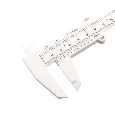 Harfington Vernier Caliper 150mm 6 Inch Metric Mini Double Scale Plastic Ruler Measuring Tool White 2pcs