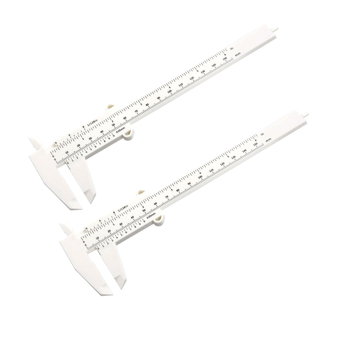 Harfington Vernier Caliper 150mm 6 Inch Metric Mini Double Scale Plastic Ruler Measuring Tool White 2pcs