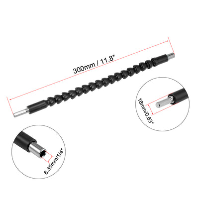 Harfington Flexible Extension Screwdriver Bit Holder, Magnetic Hex Shaft Screw Drill Connection Tip ,11.8-inch Flex Shaft,1/4''-Hexagon Drill Black