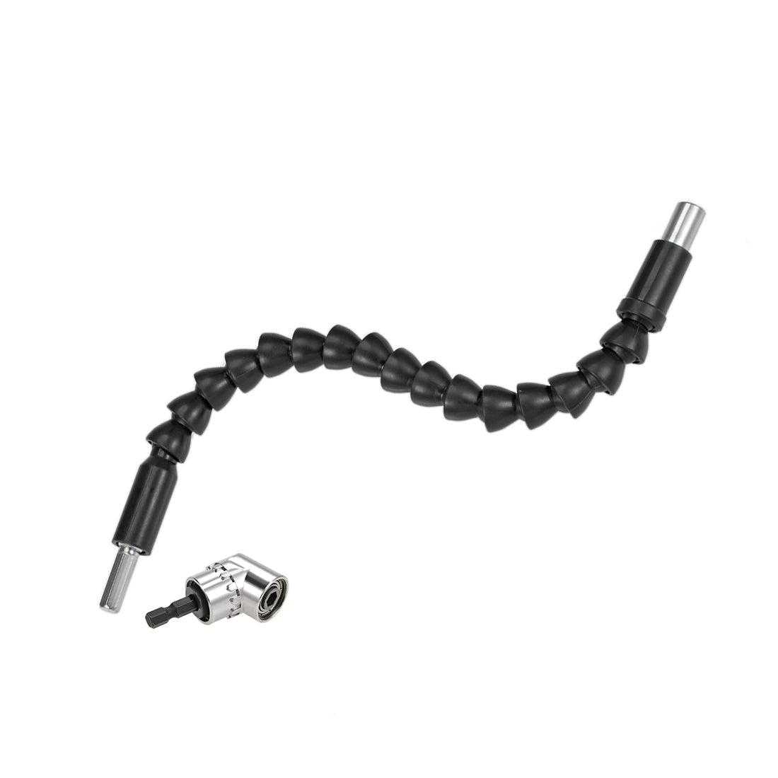 Harfington Flexible Extension Screwdriver Bit Holder w Short Turn, Magnetic Hex Shaft Screw Drill Connection Tip ,11.8-inch Flex Shaft,1/4''-Hex Drill Black