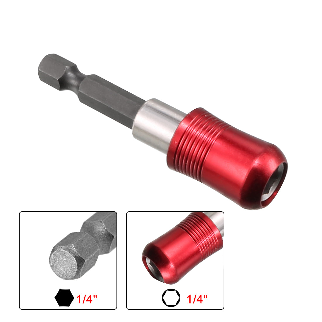 Harfington Extension Extend Socket Drill Bit Holder, Magnetic Hex Screwdriver Power Tools ,2.4-inch Length,1/4''-Hexagon Drill Red