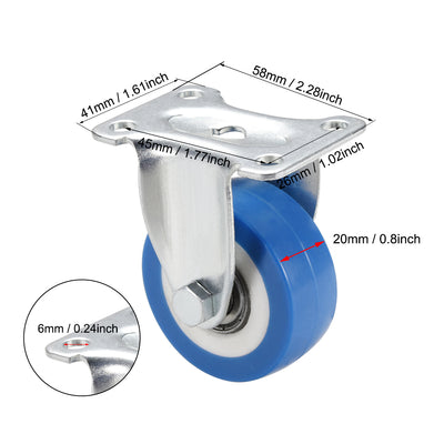 Harfington Fixed Caster Wheels 2 inch Dia PU Caster 360 Degree Rotate Top Plate 132lb Capacity , 2pcs
