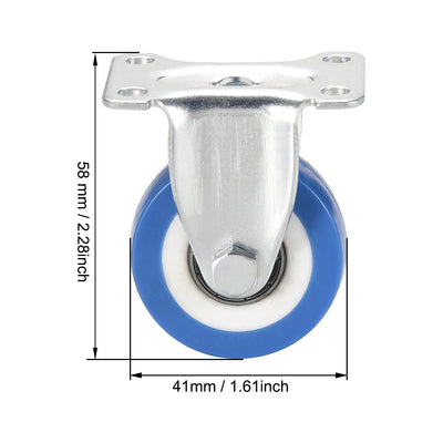 Harfington Fixed Caster Wheels 2 inch Dia PU Caster 360 Degree Rotate Top Plate 132lb Capacity , 2pcs