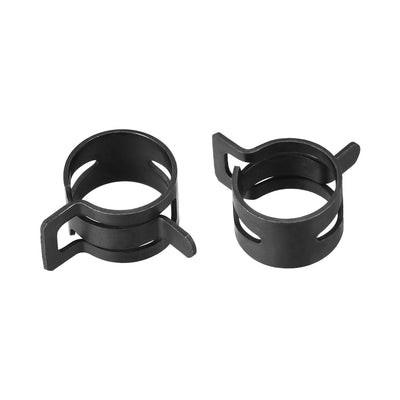 Harfington Steel Band Clamp 16mm for Fuel Line Silicone Hose Tube Spring Clips Clamp Black Manganese Steel 30Pcs